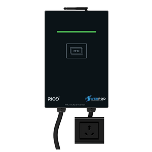 RIOD PowerPod Go 3.3 kW smart EV charger with 16A 3-pin socket, RFID and OCPP 1.6J