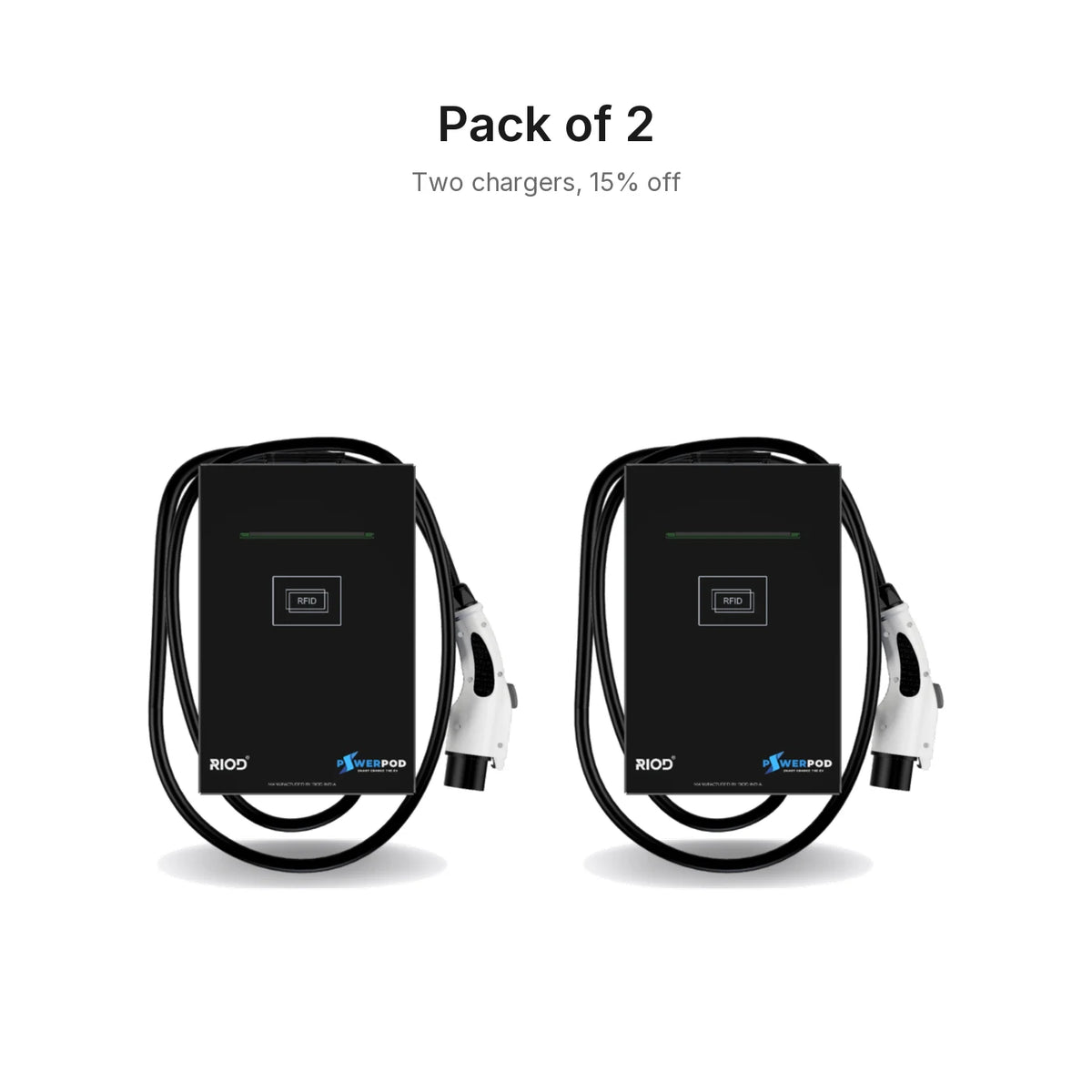Two RIOD PowerPod Go chargers, the pack of two at 15 percent off