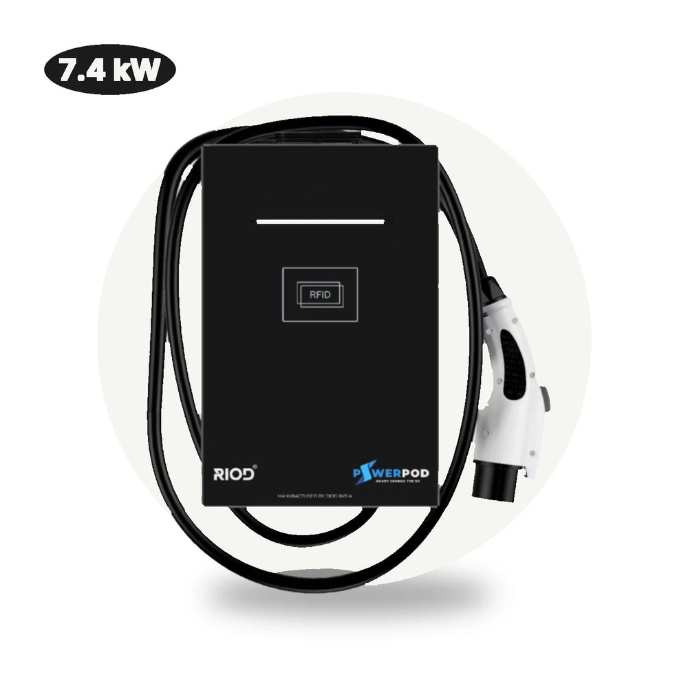 RIOD PowerPod Lite 7.4 kW wall-mounted EV charger with Type 2 cable