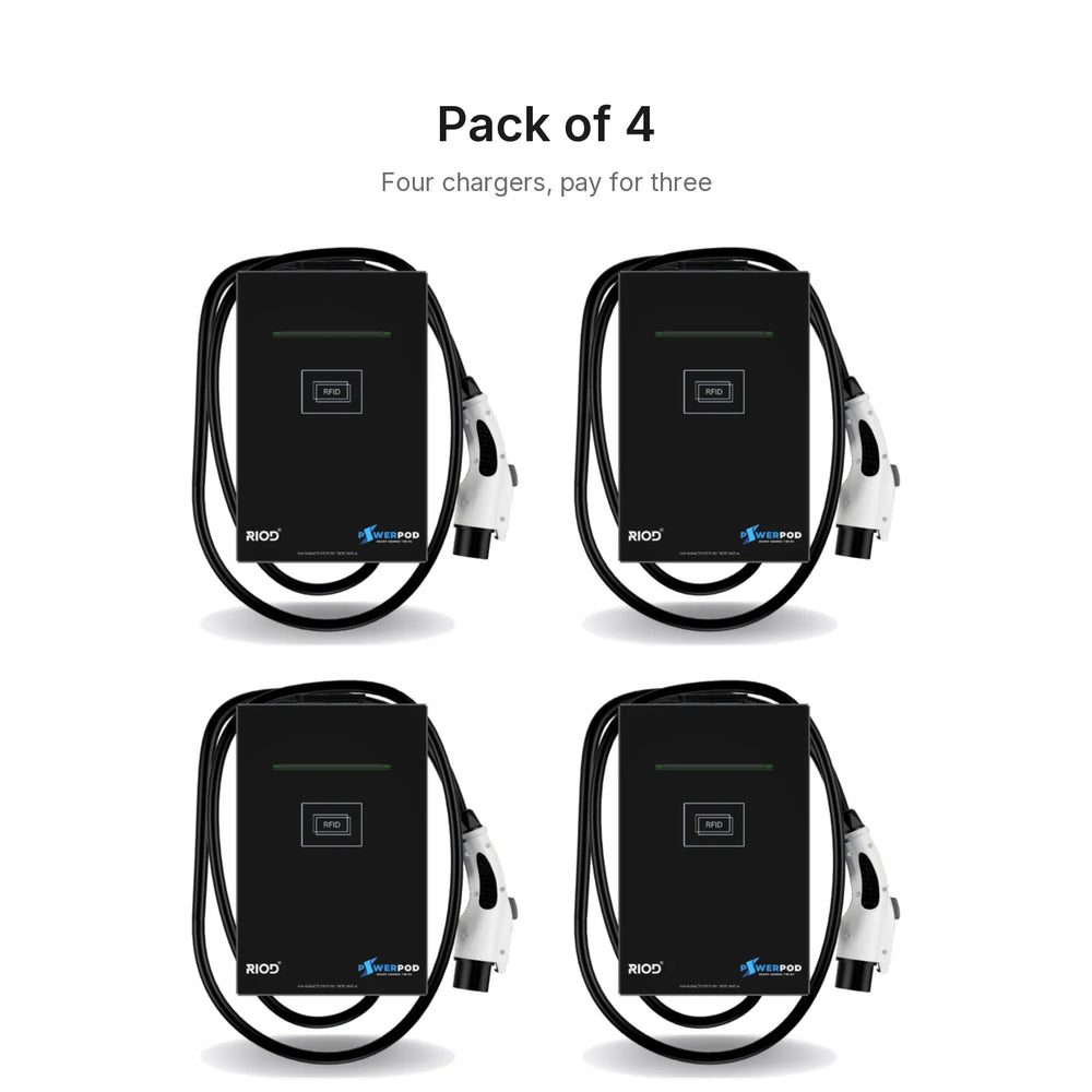 Four RIOD PowerPod Go chargers, the pack of four for the price of three
