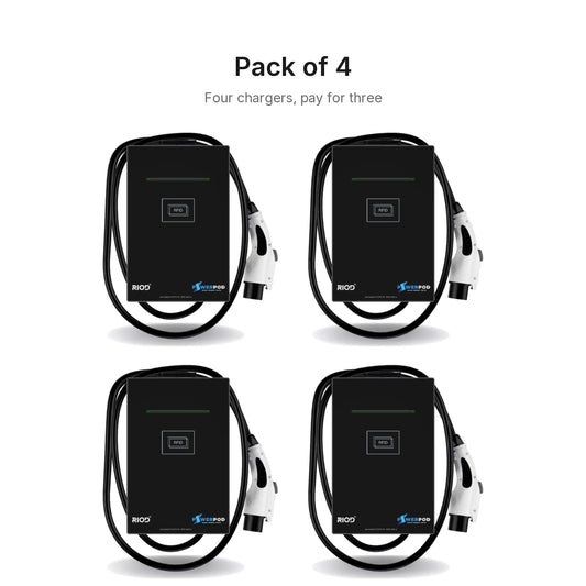 Four RIOD PowerPod Go chargers, the pack of four for the price of three